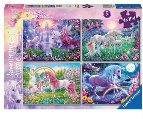 Ravensburger Magical Unicorns 4x100pc Puzzle