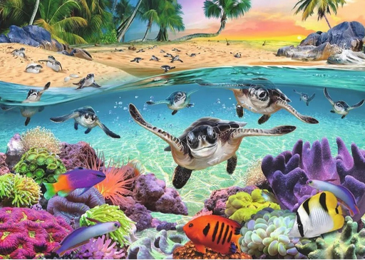 Ravensburger Race Of The Baby Sea Turtles 500 Pc Easy To Hold 