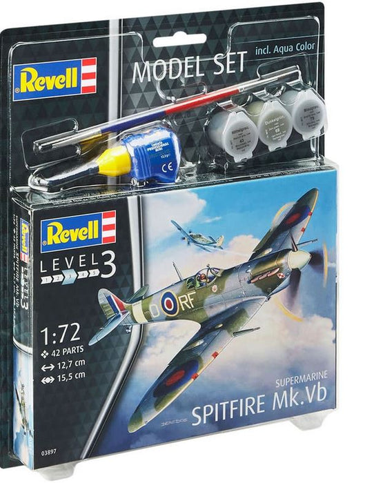 Revell 1/72 Scale Spitfire Mk.vb Model Kit With Paints-brush-glue
