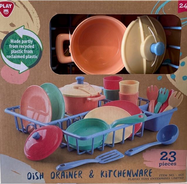 Playgo Dish Drainer & Kitchenware 23 Piece Set