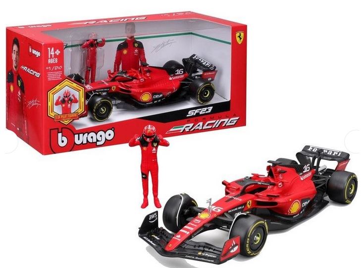 Bbruago F1 1/24 Sc Car + Charles Leclert Figure No 16 Sf-23 Ferrari 2023 