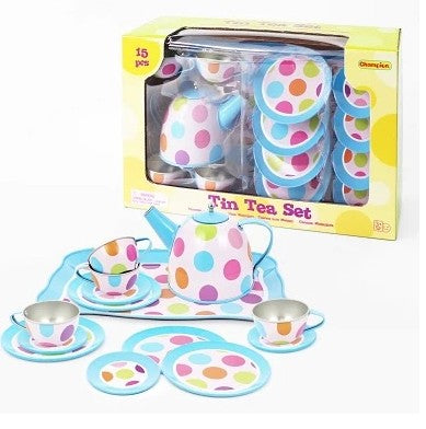 Champion Tin Tea Set 15 Pc Assorted Designs