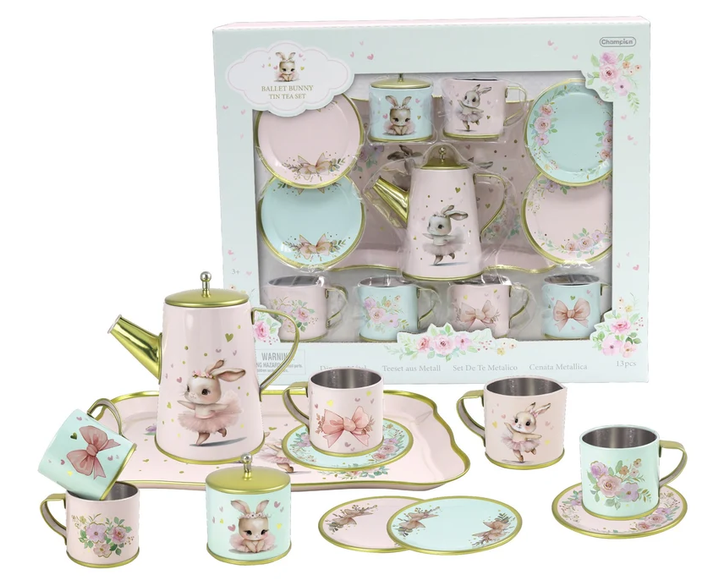 Ballet Bunny Tin Tea Set 14 Piece