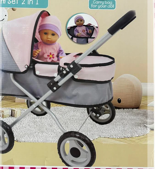 Bambolina Doll & Pram 2 In 1 Set