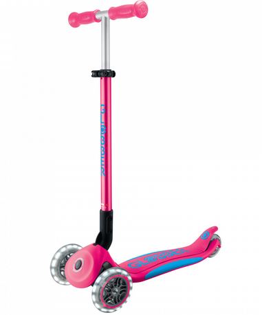 Globber Primo Foldable Plus Scooter With Lights Fushsia/sky Blue