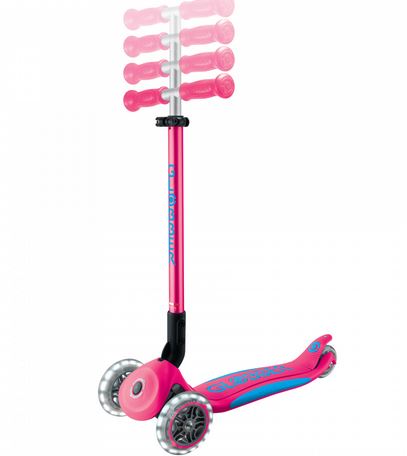 Globber Primo Foldable Plus Scooter With Lights Fushsia/sky Blue