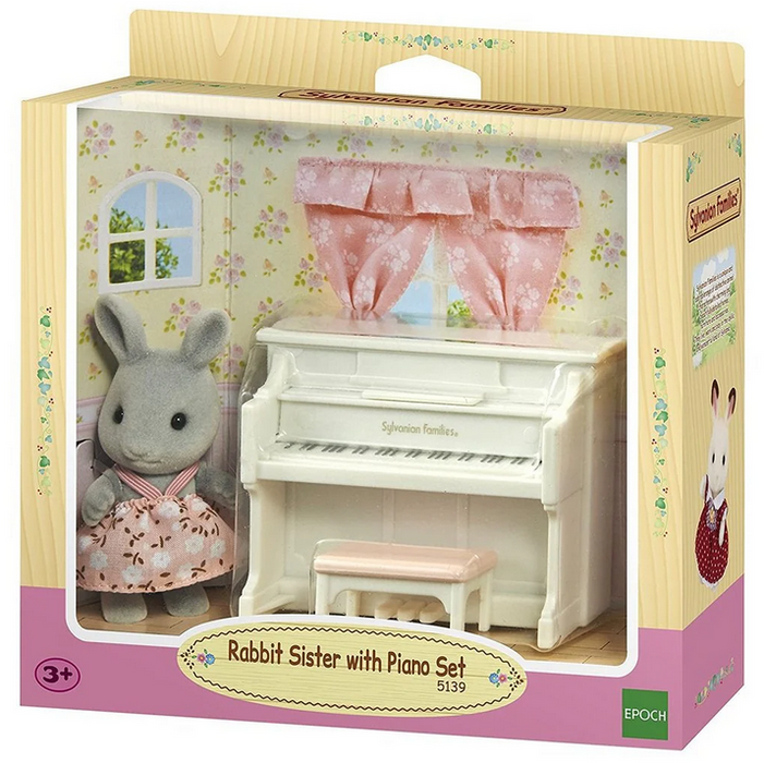 Sylvanian Families Rabbit Sister With Piano Set