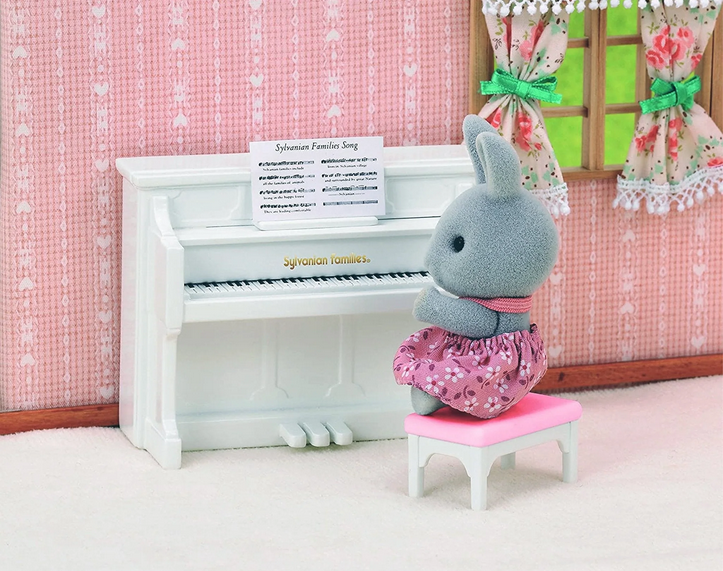 Sylvanian Families Rabbit Sister With Piano Set