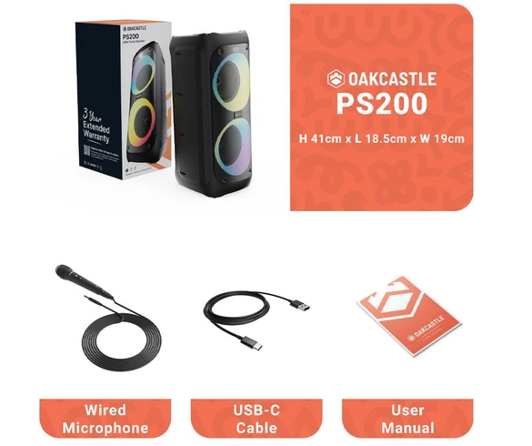 Karaoke Bluetooth Ps200 80w Party Speaker With Microphone & Lights