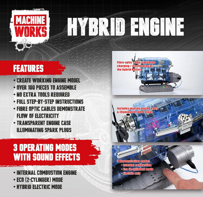 Machine Works 4 Cylinder Hybrid Engine Model Kit