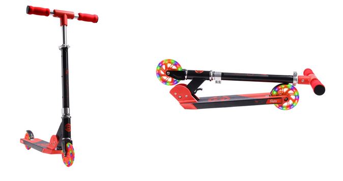 Core Kids Foldy Scooter - Red With Led Wheels