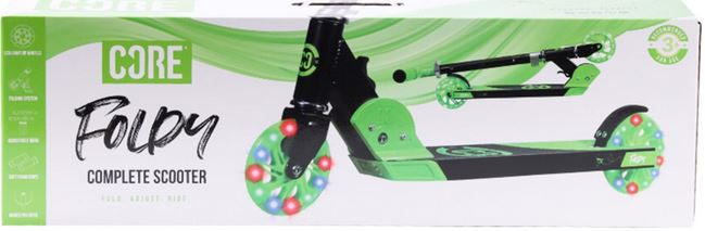 Core Foldy Green Scooter With Led Wheels