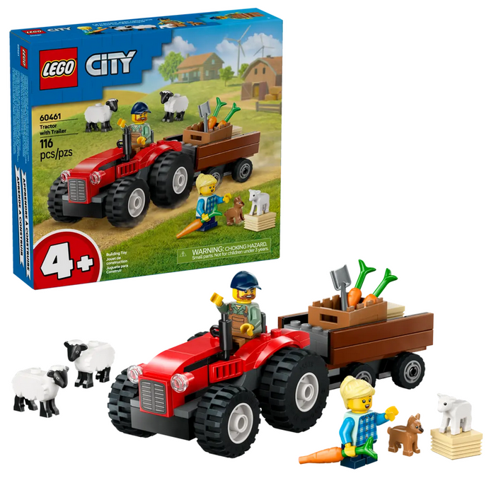 Lego 60461 City Red Farm Tractor With Trailer And Sheep 