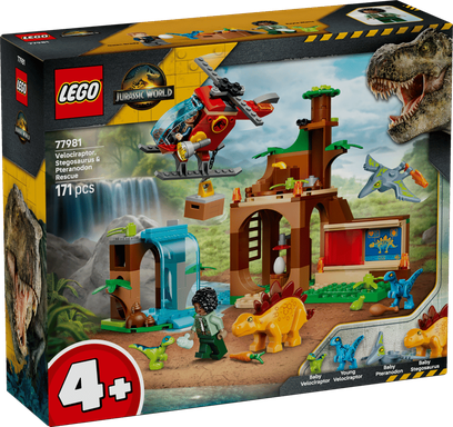 Lego 77981 Jurassic World Velociraptor, Stegosaurus & Pteranodon Rescue