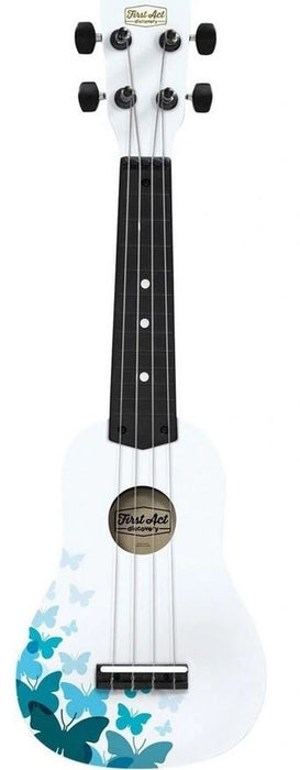 First Act Musician Ukulele White With Butterfly Grpahics