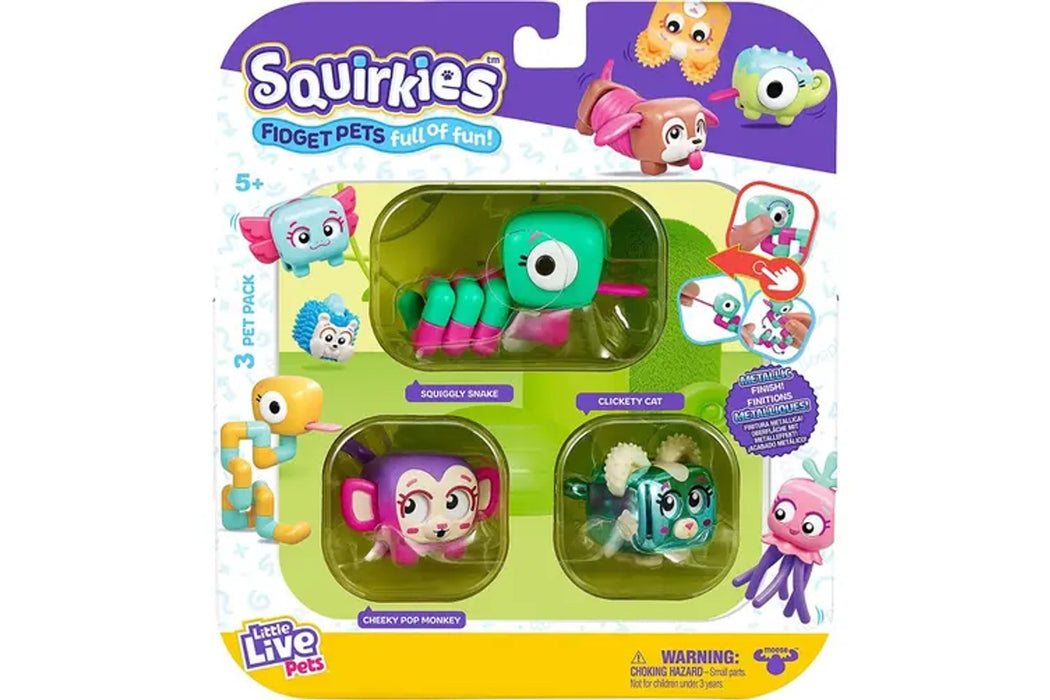 Little Live Pets Squirkies Snake Monkey Cat 3 Pack