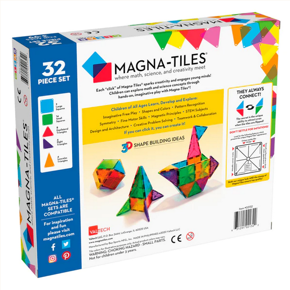 Magna Tiles Clear Colours 32 Piece Set