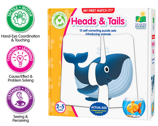 My First Match It! Heads & Tails 15 Pc Introducung Animals Set