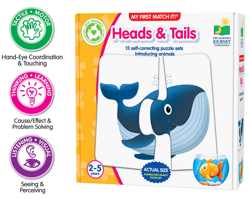 My First Match It! Heads & Tails 15 Pc Introducung Animals Set