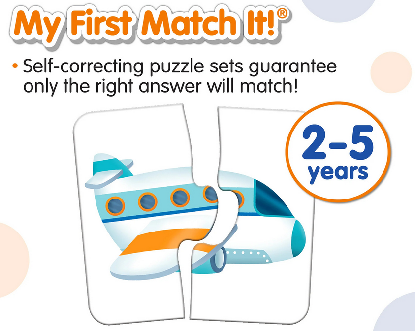 My First Match It! Things That Go 15 Self Correcting Puzzles 