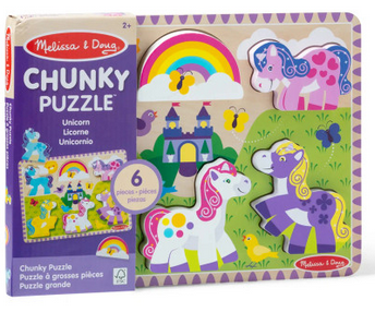 Melissa & Doug Chunky Unicorn 6 Pc Wooden Puzzle