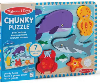 Melissa & Doug Sea Life Chunky 7 Pc Wooden Puzzle