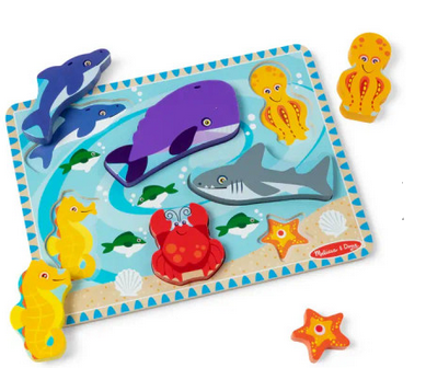 Melissa & Doug Sea Life Chunky 7 Pc Wooden Puzzle