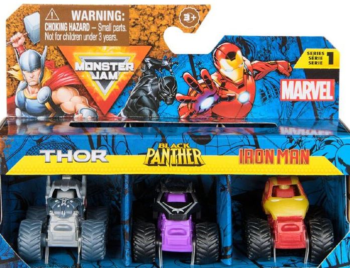 Monster Jam Mini Marvel Bundle 3 Vehicle Pack Asst