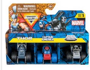 Monster Jam Mini Marvel Bundle 3 Vehicle Pack Asst