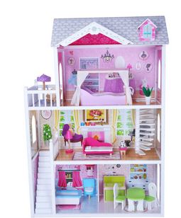 Edufun Aria's Wooden Dollhouse With 14 Accessories