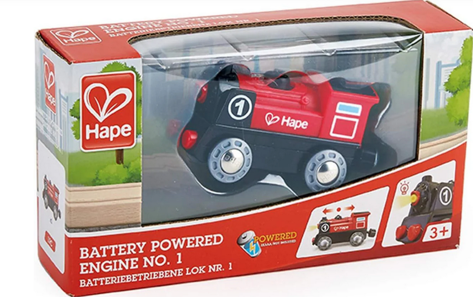 Hape Battery Powered Wooden Red Engine