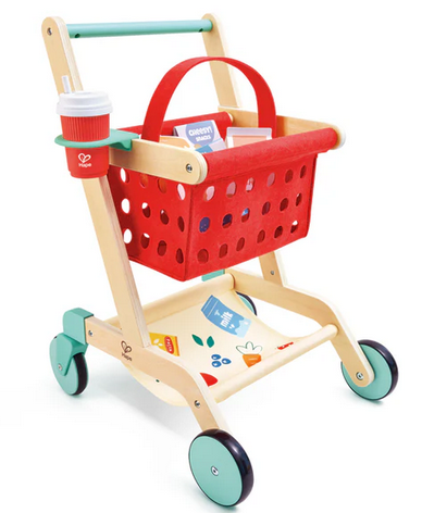 Hape Little Shopper's Cart & Basket Wooden 10 Pc Set