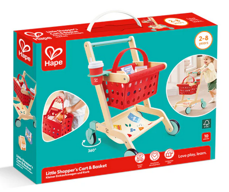 Hape Little Shopper's Cart & Basket Wooden 10 Pc Set