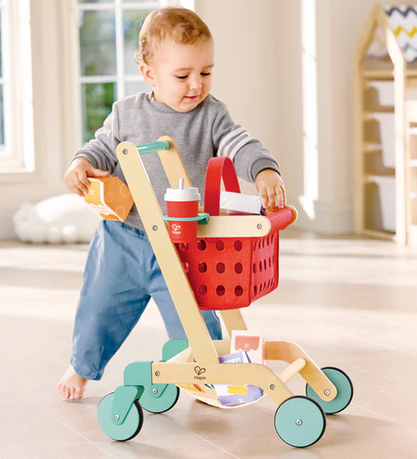 Hape Little Shopper's Cart & Basket Wooden 10 Pc Set