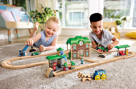 Hape Wooden Retro Train & Station Wooden 40 Pc Set