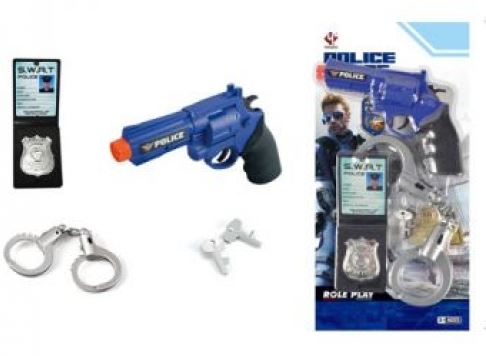 Police Force Toy Gun-hand Cuffs-badge Set