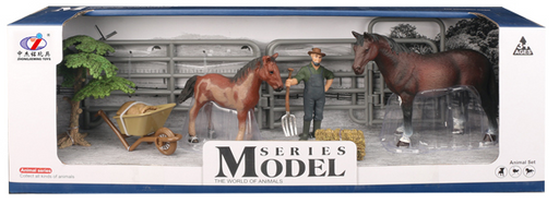 Farm Animals Horse & Foal With Figure + Accessories Assorted