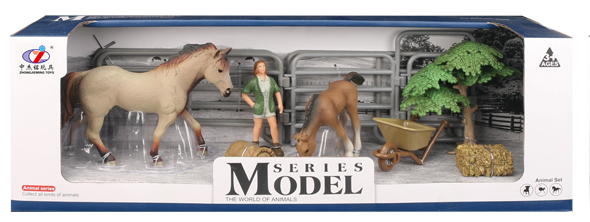 Farm Animals Horse & Foal With Figure + Accessories Assorted