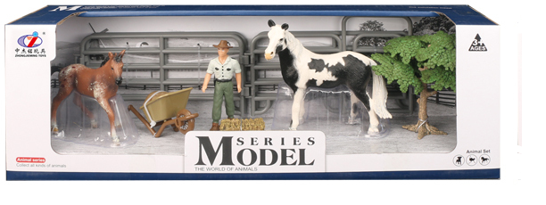 Farm Animals Horse & Foal With Figure + Accessories Assorted