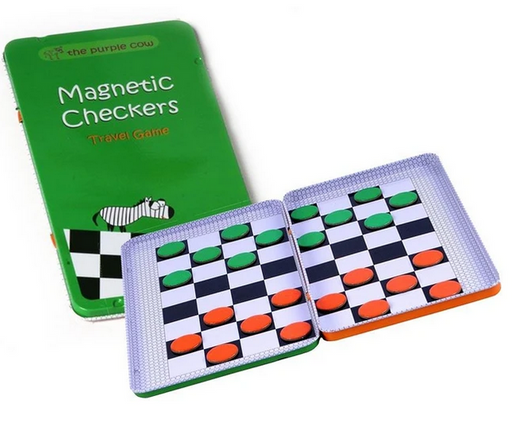 Magnetic Checkers Travel Game In Tin
