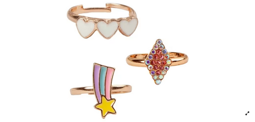 Gp Boutique Heart Star Rings 3 Pk
