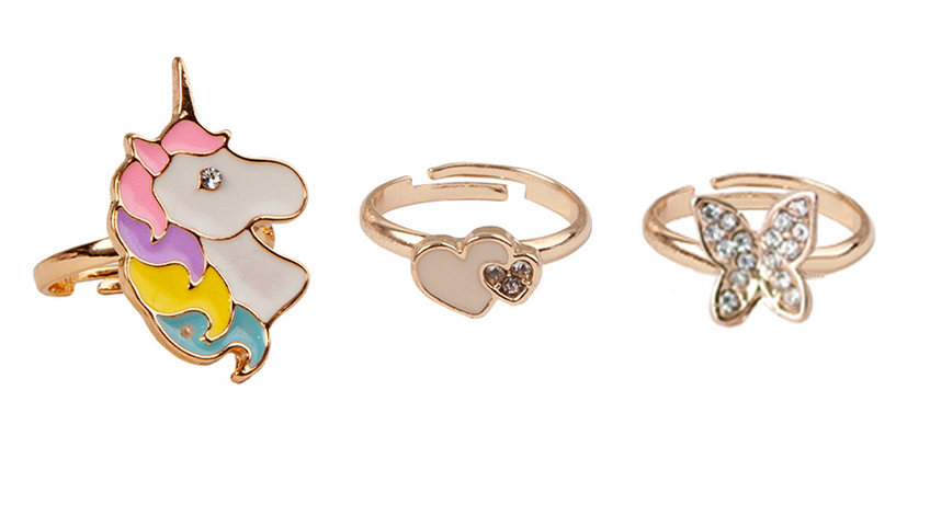 Gp Boutique Butterfly & Unicorn Rings 3 Pk