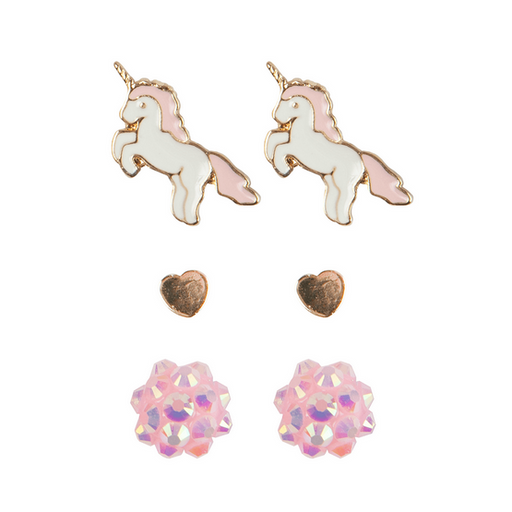 Gp Boutique Unicorn Studded Earrings 3 Pk
