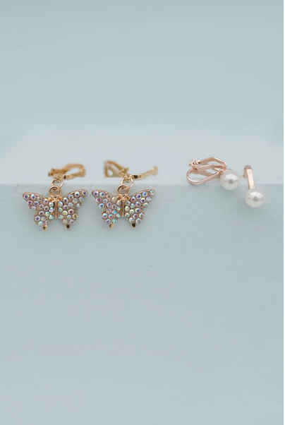 Gp Boutique Butterfly Clip On Earrings 2 Pk
