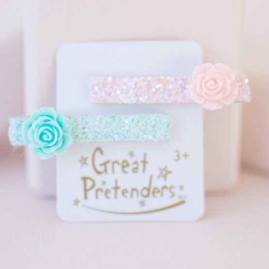 Gp Boutique Glitter Rosette Hair Clips 2 Pk