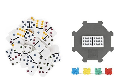 Double 12 Coloured Dominoes With Mexican Train
