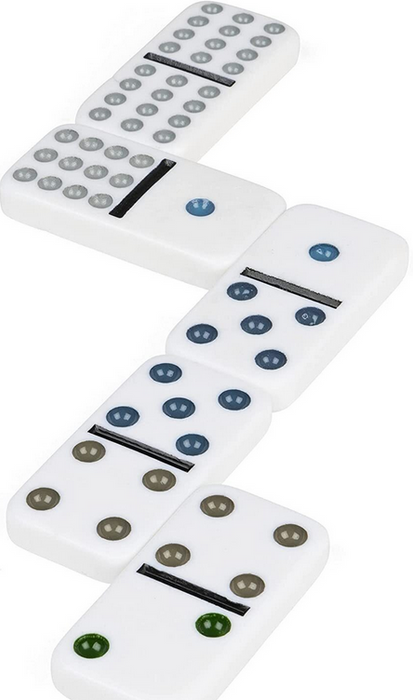 Double 12 Coloured Dominoes With Mexican Train