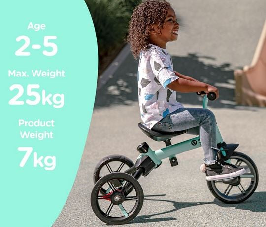 Yvelo Flippa Biketo Trike 4 In 1 With Handle Green Ages:2 To 5yrs