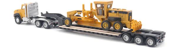 Diecast Masters 1.87 Sc Lowboy Truck With Cat Ct660 Grader