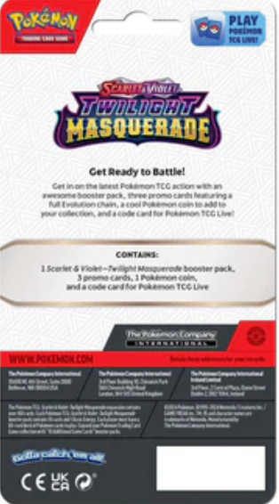 Poke'mon Tcg Scarlet &violet Twilight Masquerade Premium Checklane Booster